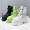 7CM Grün Punk Chunky Plattform Motorrad Stiefel Frauen Herbst Winter Gothic Schuhe Frau Dicken Boden