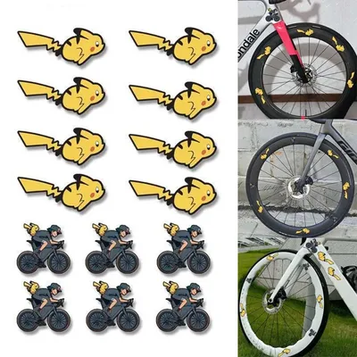 Pokemon Pikachu Regenbogen-Aufkleber für Fahrradräder, Cartoon-wasserdichter Radnaben-Aufkleber für Image