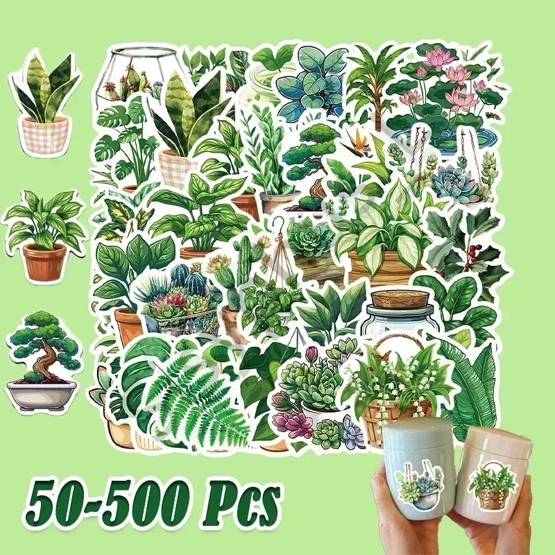 50-100 Stücke Pflanze Blumentopf Wasserdichte Graffiti Aufkleber Ästhetische Dekorative Gepäck Laptop Telefon Gitarre Sammelalbum Kinder Aufkleber Image