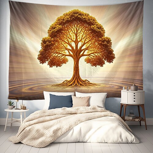 Baum des Lebens hängender Wandteppich Wandkunst große Wandteppich Wanddekoration Fotohintergrund Decke Vorhang Zuhause Schlafzimmer Wohnzimmer Dekoration Image