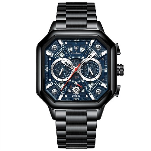 POEDAGAR Luxuriöse Herren Quarz Uhr Wasserdicht Leuchtende Stoppuhr Datum Herren Uhr Edelstahluhr Mode Sportuhren Image