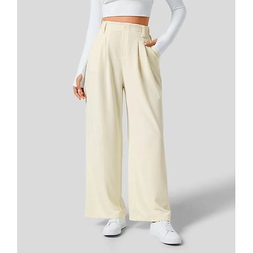 Damen EU- / US-Größe Hosen Hose Lässig / Sportlich Volle Länge Natürliche Taille Bequem Mikroelastisch Wein Amethyst Dunkelblau Mandelfarben Frühling, Herbst, Winter, Sommer Image