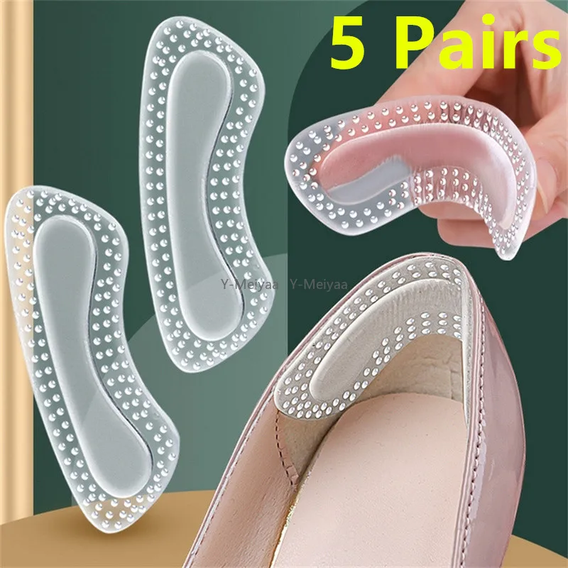 1/2/5 Paar GEL Fersenschutz Damen Silikonkissen Fußpflege Rutschfeste Schuhpolster für High Heels Einstellbare Größe Einlegesohlen Image
