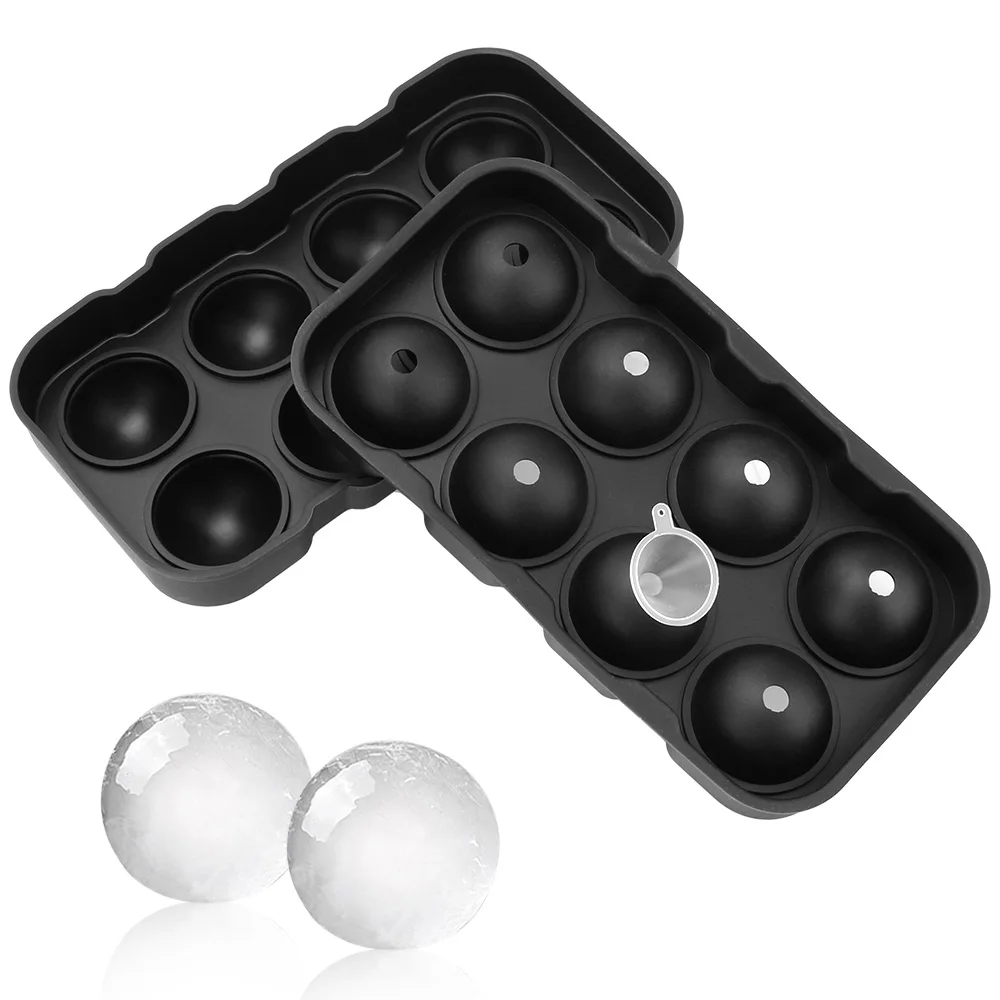 Eisform Küchengeräte 8 Kavität Silikon Eiswürfel Ball Maker Form Bar Zubehör Eis kugelform mit Trichter Image