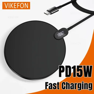 15 W Drahtlose Ladegerät Desktop LED Display Telefon Lade Pad Für iPhone 16 15 14 13 12 Samsung S24 Image