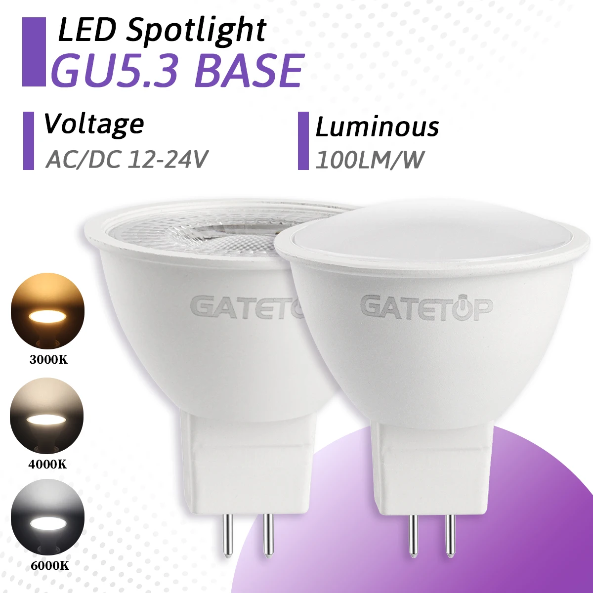 12 Stück AC DC 12 V 24 V LED-Birnenstrahler MR16 GU5.3 kein Flimmern 5 W Bombillas Spotlicht ersetzen 50 W Halogenlampe Wohnzimmer Image