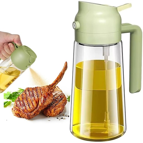 2-in-1-Ölspender, auslaufsicherer Sprüher aus Glas für die Küche, Ölflasche mit Doppelfunktion für Heißluftfritteuse und Kochen