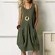 Women's T shirt Dress Solid Color Elegant Fashion Basic Sleeveless Sleeveless Crew Neck Regular Tops Party Evening Wear Daily Weekend Zipper Pocket Army Green Navy Blue Orange Khaki Spring, Fall