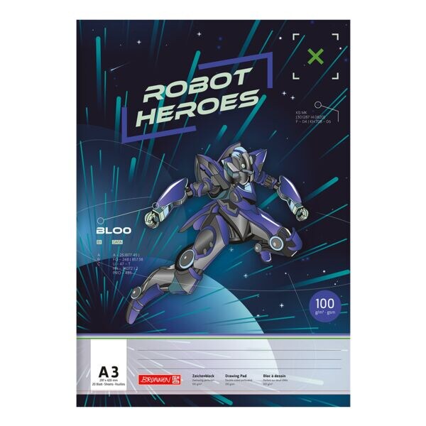 Brunnen Zeichenblock »Robot Heroes« A3 100 g/m² 20 Blatt, 29.5x39.8 cm Image