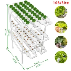 Hydroponics Growing System Kit,3 Layer-108 Planting Holes,Food Grade PVC Pipes-Soilless Cultivation Equipment Garden Grow Tools