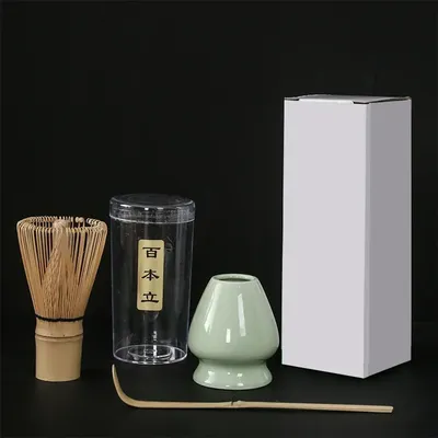 3pcs/set Tea Brush Matcha Stirring Brush Stand Japanese Ordering Tools 3pcs Tea Spoon Tea Brush