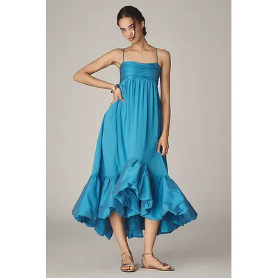 Maeve Sweetheart Babydoll Ruffle-Hem Maxi Dress