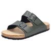 Pantolette RIEKER, Herren, Gr. 42, grün (oliv), Lederimitat, unifarben, klassisch, Schuhe, Sommerschuh, Schlappen, Hausschuh, mit zwei Schnallenverschlüsse