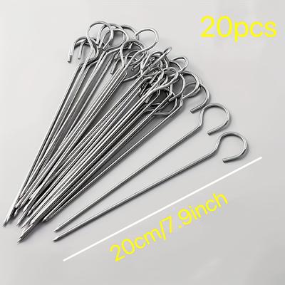 TEMU Barbecue Skewers Metal Barbecue Sticks, 20pcs Stainless Steel Barbecue Picks, Suitable For Home Ovens, Outdoor Picnics, Portable Barbecue Sticks, Barbecue Skewer Set Image