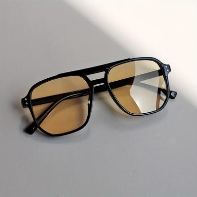 TEMU Chic Women' Fashion Glasses With Double Beam, Teal Pc Lenses - Stylish Plastic Frame, Ideal For , Shopping & Fashionable Outfits Image