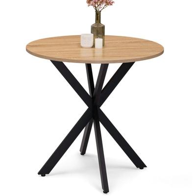 Runder Esstisch alix 4 Personen Spinnenfuß Holz und Schwarz 80 cm Image