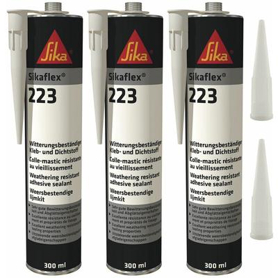 Sikaflex-223 Haftstarker 1K-PU Klebe-Dichtstoff, 300ml, Schwarz, 3-Set m.5 Düsen Image