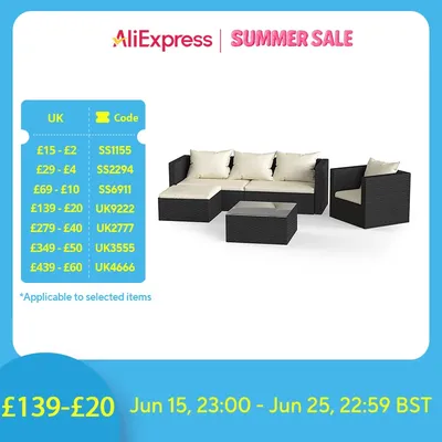 bigzzia 4pcs Patio Rattan furniture Rattan Garden Furniture Set sofa Weaving Wicker includes Armchair Double seat Sofa and table