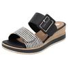 Pantoffel REMONTE, Damen, Gr. 45, beige (schwarz, creme), Leder, Textil, Flechtoptik, modisch, Schuhe, Keilabsatz, Sommerschuh, Bequemschuh mit Softfußbett