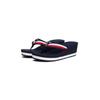 Dianette TOMMY HILFIGER "TH CORPORATE WEDGE BEACH SANDAL", Damen, Gr. 40, bunt (blau, rot, weiß), Textil, modisch, Schuhe, Keilabsatz, Sommerschuh, Zehentrenner mit gestreiften Bandagen