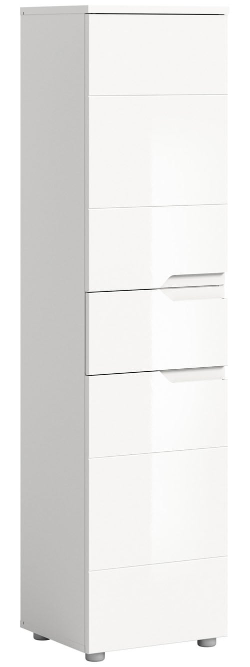 Midischrank INOSIGN "CAPRI, Höhe 151cm, 2 Türen mit Soft-Close-Funktion, 1 Schubkasten", weiß (weiß, weiß hochglanz), B:38cm H:151cm T:34cm, FSC-zertifizierter Holzwerkstoff, MDF, Schränke, Mehrzweckschrank, Universalschrank, Badschrank, Badhochschrank Image