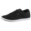 Sneaker TOMMY HILFIGER "CANVAS LACE UP SNEAKER", Damen, Gr. 38, schwarz, Baumwolle, unifarben, sportlich, Schuhe, Freizeitschuh, Halbschuh, Schnürschuh mit gestickter Logoflagge