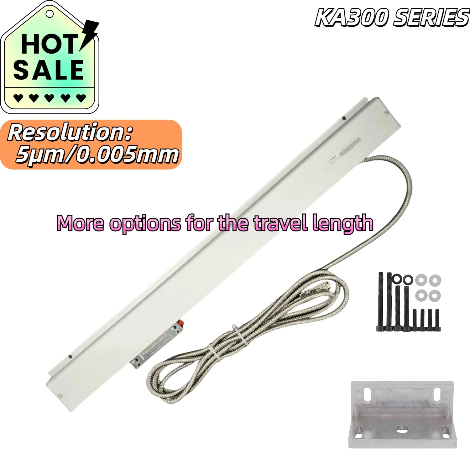 KA-300 0,005 mm (5 μm) optischer Gitterlineal-Sensor, lineare Skala für DRO-Drehmaschine, Fräsmaschine, TTL, 70 mm ~ 420 mm Image