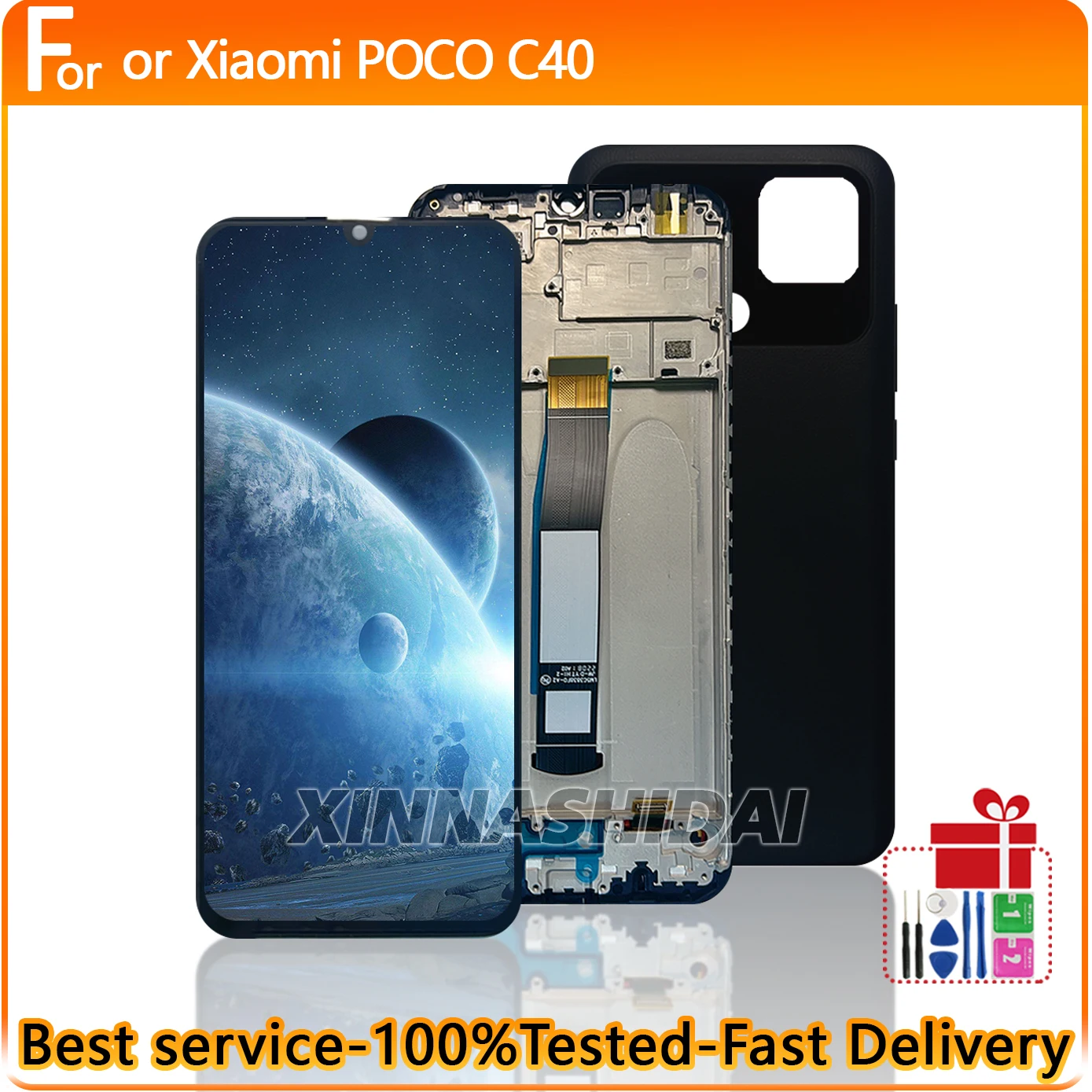 6,71 "Für Xiaomi Poco C40 LCD Display Touch Screen Rahmen Battey Abdeckung Gehäuse 220333 QAG 220333 QBI LCD-Ersatz Image