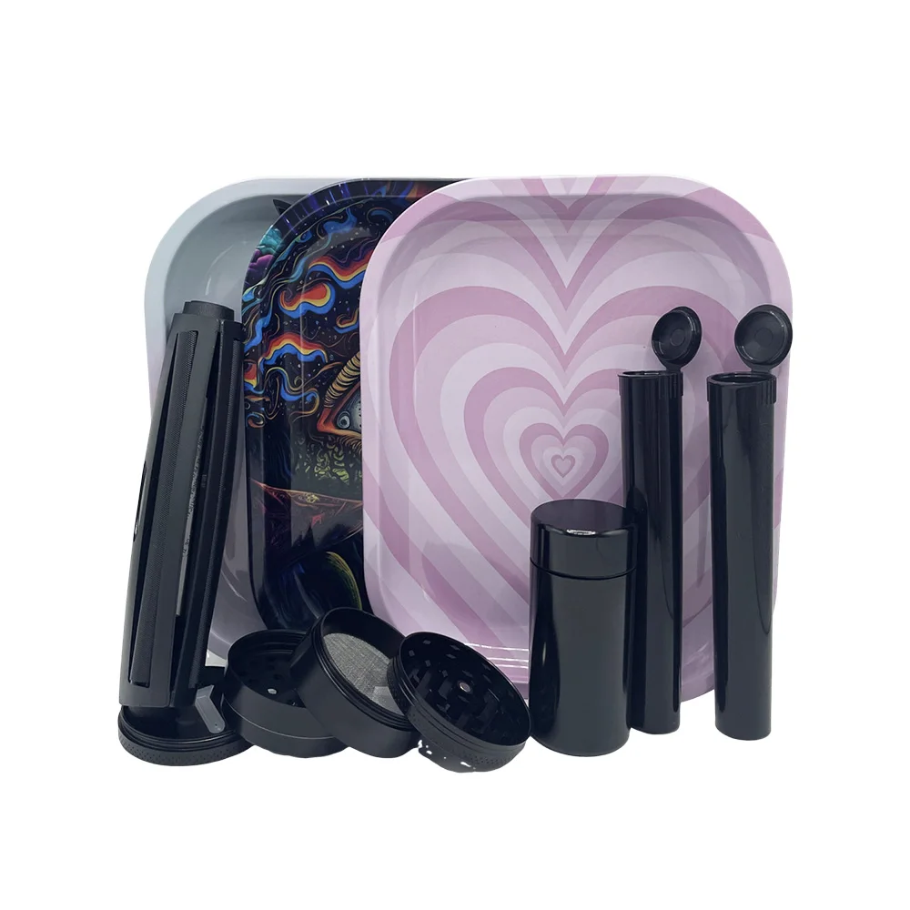 Zinklegierung, 5 cm, Gras-Kräutermühle, 4-lagiger Brecher mit Metall-Rolltablett, 18 x 14 cm, 115 mm, King-Size-Kunststoffrohr, Rauchzubehör Image