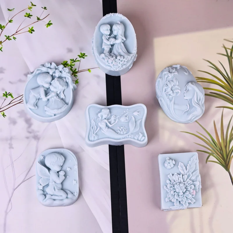 Delphin Meerjungfrau Aromatherapie Kerze Form DIY Blume Wertschätzung Mädchen Paar Seife Form Blume Fee Zucker Kuchen Backen Werkzeug Image