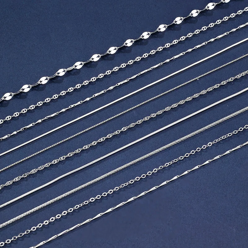 925er Sterlingsilber, 1,1 mm dünne Rolo-Kette, Wasserwellenkette, Halsketten für Damen, Modeschmuck, DIY, passender Großhandel Image