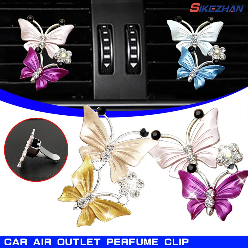 Auto Air Outlet Parfüm Clip Exquisite Diamant-verzierte Schmetterling Klimaanlage Air Outlet Schmuck Göttin Auto AromatherapyClip Image