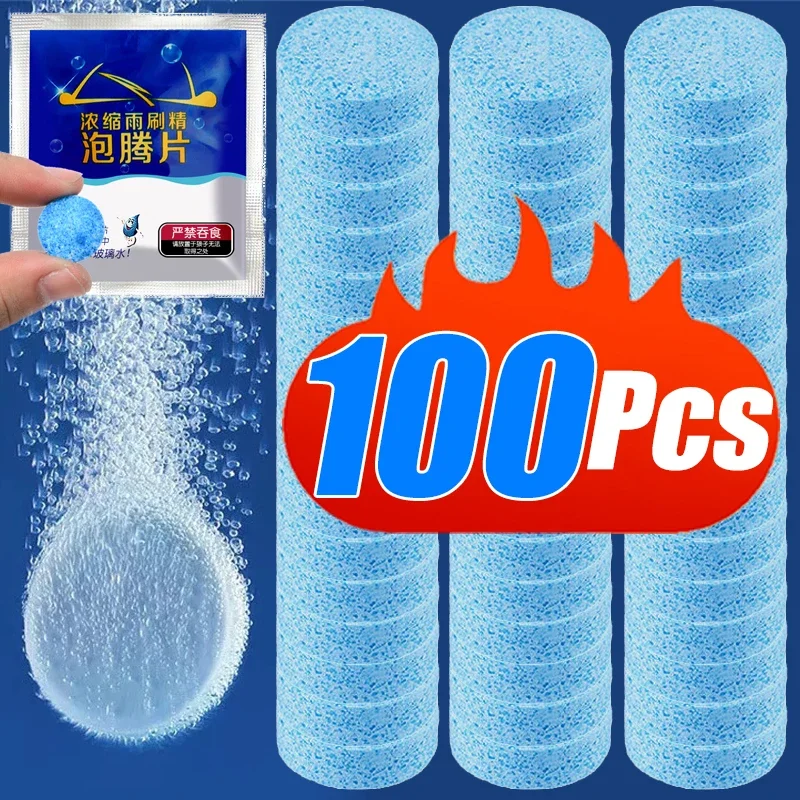 10/100Pcs Auto Windschutzscheibe Reiniger Auto Brause Tablet Glas Wasser Feste Reiniger Windschutzscheibe Spray Reiniger Auto Waschen Zubehör Image