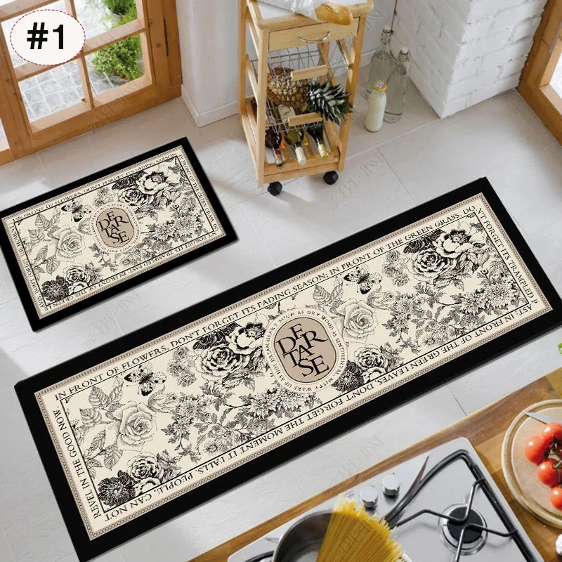Wasser aufnahme Küchen teppich Badezimmer boden Anti-Rutsch-Matte Küchen matte saugfähig bedruckte rutsch feste Matte Flur lange Teppiche Image