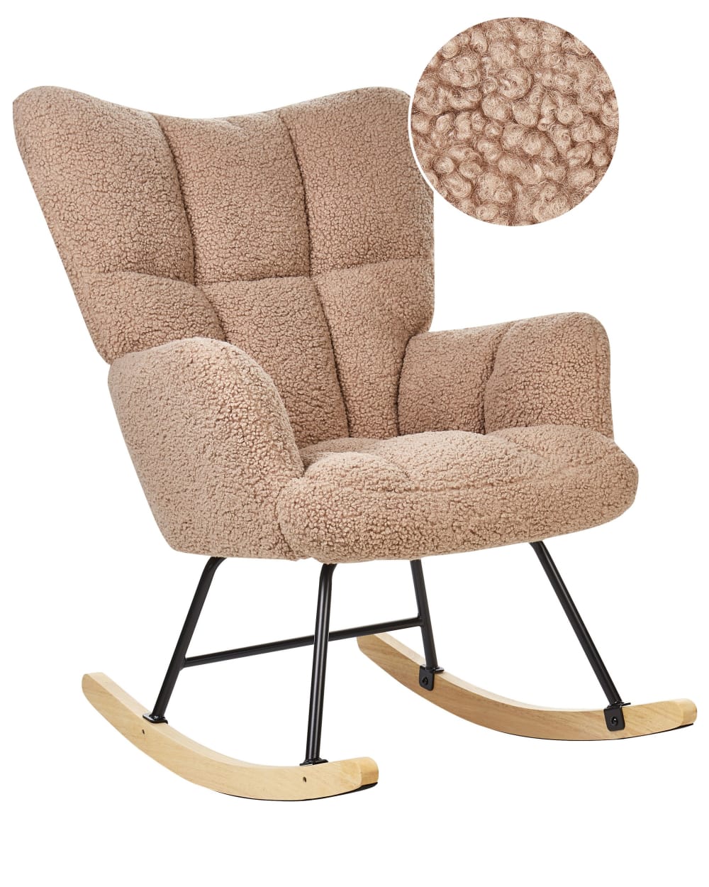 Fauteuil à bascule bouclé beige sable