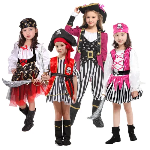 Costume de Pirate pour filles avec chapeau, pour fête de carnaval d'halloween, costume de Pirates des caraïbes pour bal fantaisie