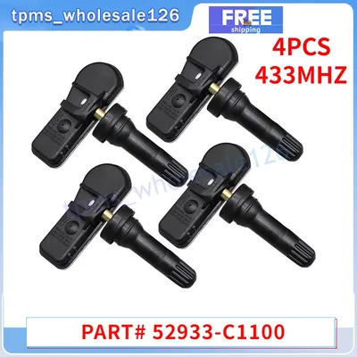 433MHZ TPMS 52933-C1100 Car Tire Pressure Sensor 4PCS For 2017-2019 Hyundai Creta Gensis G70 i20