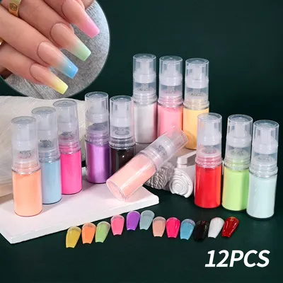 12 Bottle Neon Ombre Spray Powder Easy To Achieve Ombre Nails Design Press Pump Gradient Nail Art