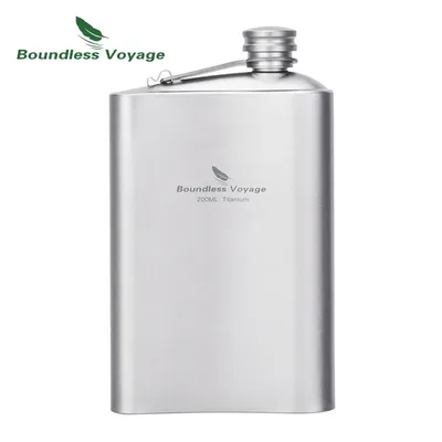 Boundless Voyage 200ml Titanium Flask Flavor-Resistant for Whiskey Vodka Wine Outdoor Travel