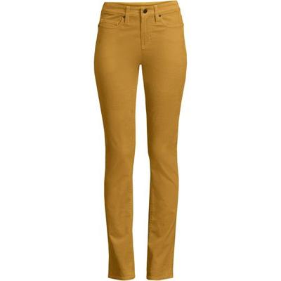 Straight Leg Stretch Cord Jeans, Mid Rise, Women, size: 8 28, petite, Yellow, Cotton-blend, by Lands' End