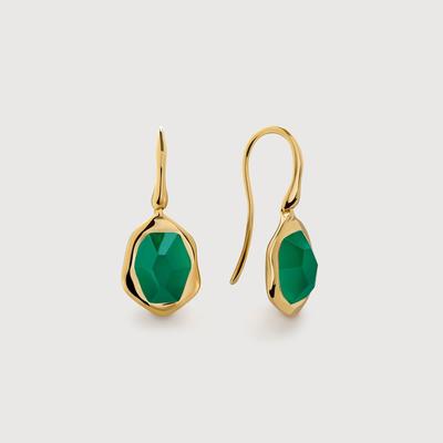 Gold Odyssey Gemstone Wire Earrings Green Onyx