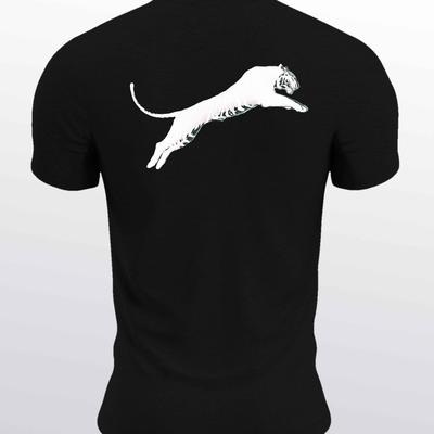 TEMU Men's Leaping Tiger Graphic Tee - Casual Short Sleeve, Breathable Polyester, Summer Fashion Shirt Image