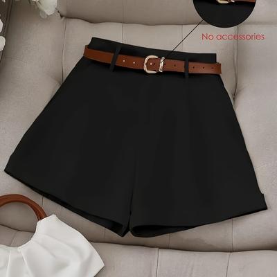 TEMU High-waisted, Loose Fit, Polyester Fabric, Suitable For Daily And Vacation Wear, High-waist Shorts Image