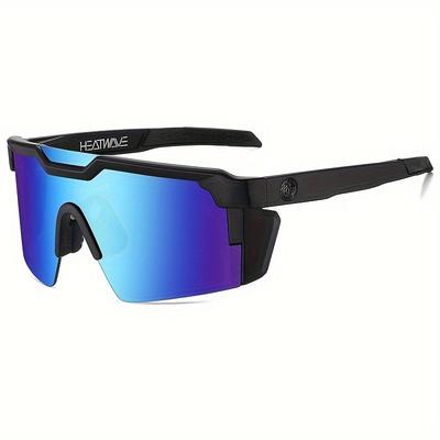 TEMU 1 Pair Heatwave Semi-rimless Fashion Glasses - Blue, Green, Red, Black Lenses With & Case - Casual , Ideal Holiday Gift For Easter, Thanksgiving, Image