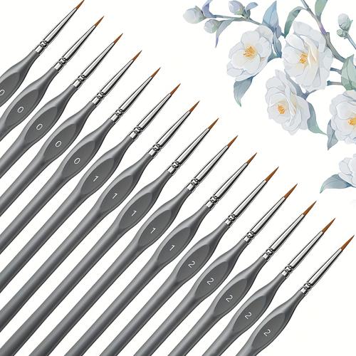 TEMU Miniature Paint Brushe 15pcs - Ensemble de pinceaux de détail micro, pinceaux fins pour acrylique, aquarelle et peinture par numéro, , figurine - , 1 2