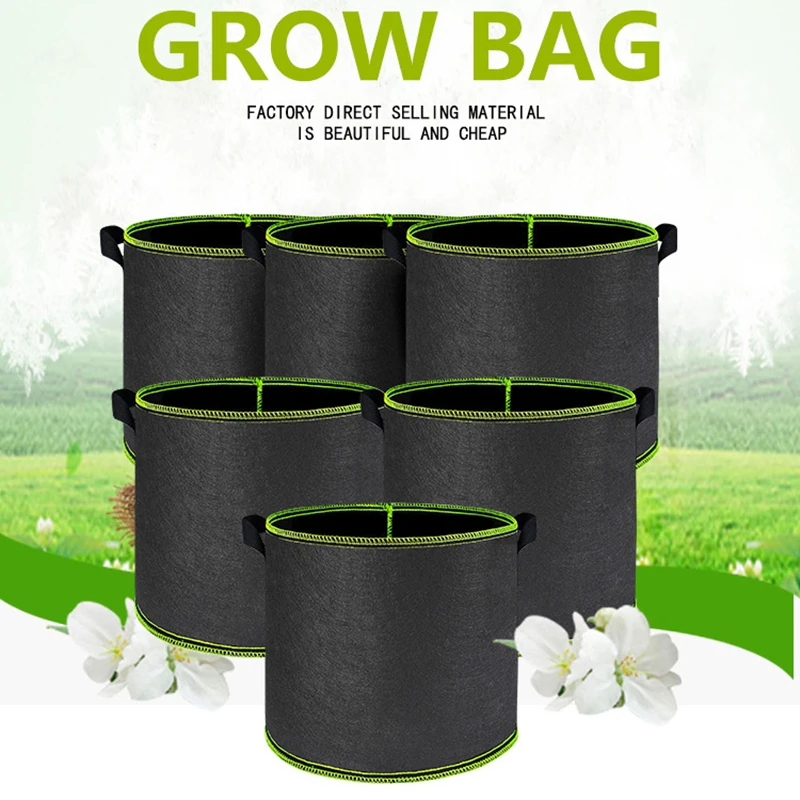 1-15 Gallonen Vlies Pflanzen wachsen Taschen verdickte Pflanze Gemüse Aussaat wachsen Taschen mit Griff Stoff Blumentopf Garten bedarf Image