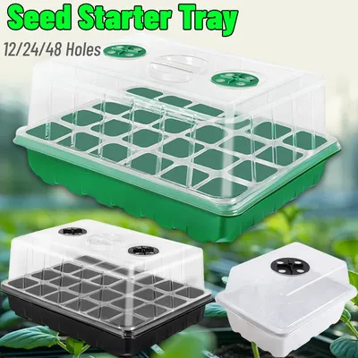 12/24/48 löcher Samen Starter Trays Gartenarbeit Sämling Topf Feuchtigkeit Dome Blumentopf Garten Zubehör Hydrokultur Anbau System