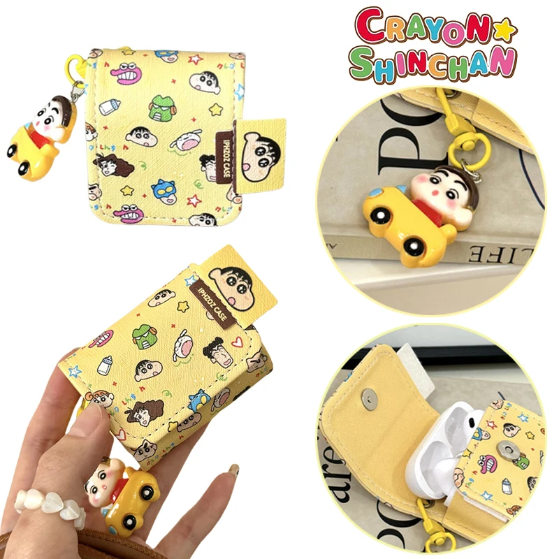 Crayon Shin-chan Cartoon-Kopfhörerhülle für Airpods 4 1 2 3 Pro, weiche Abdeckung für Airpods Pro2, Kunstleder-Schutzhülle Image