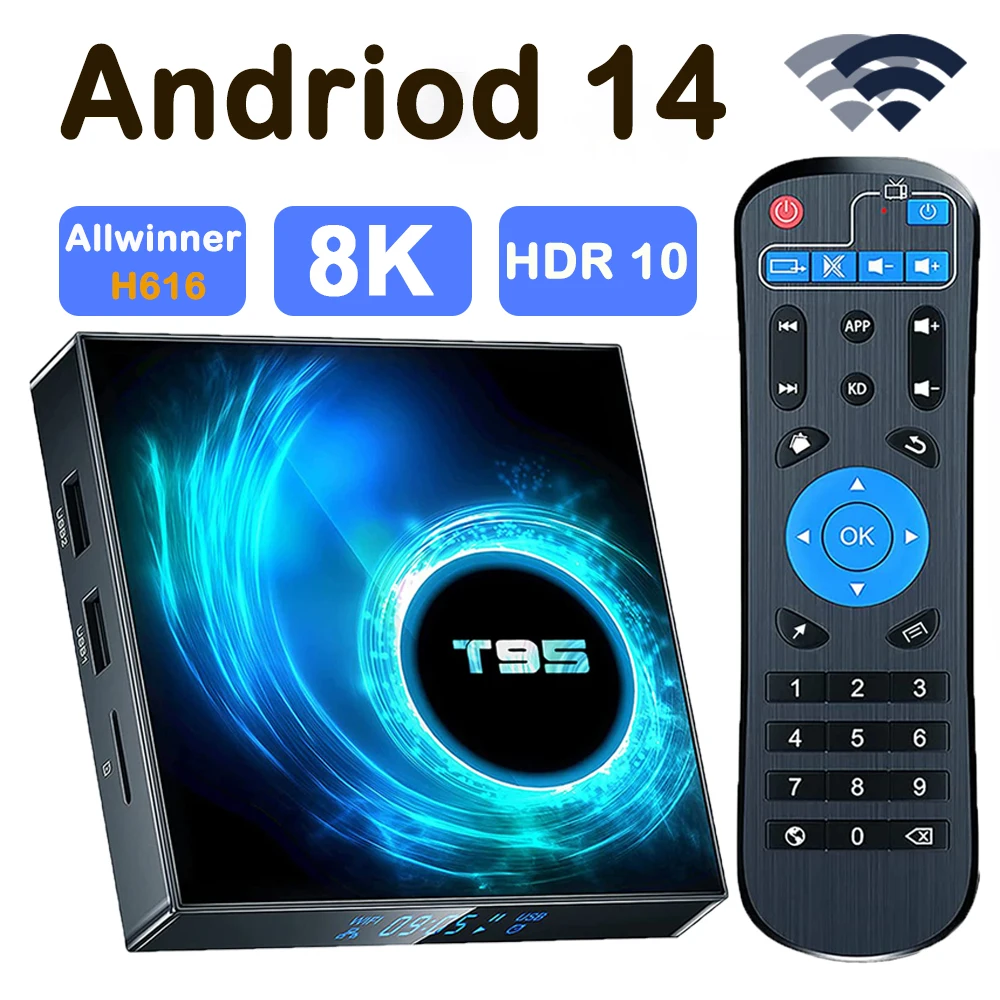 8G 128G T95 TV Box Smart Android Unterstützung 2,4G/5,8G WiFi6 BT5.0 4K HDR10 Video Set Top Box Android14 Media Player Globale Version Image