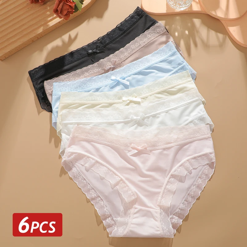 6 Teile/satz Frauen Sexy Spitze Perspektive Höschen Niedrige Taille Nahtlose Slip Damen Ultra Dünne Dessous Weibliche Bequeme Unterwäsche Image